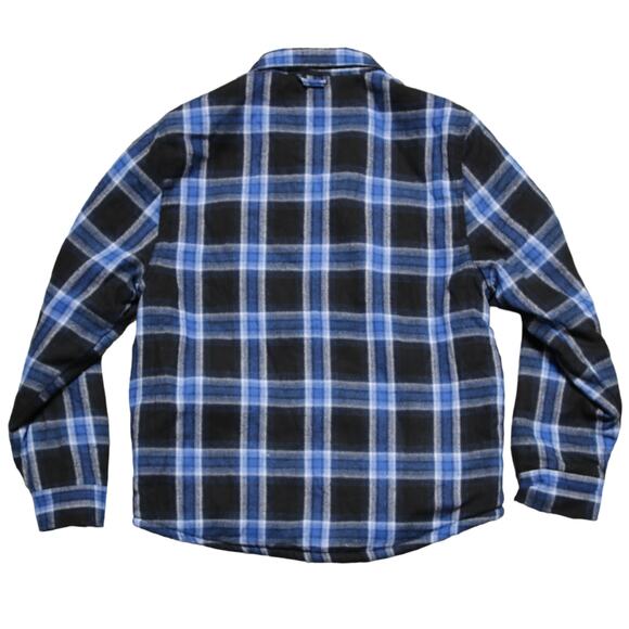 Warm Sherpa Lined Plaid Flannel Shacket Jacket Blue Jachs New York Men's Size M - Picture 5 of 10